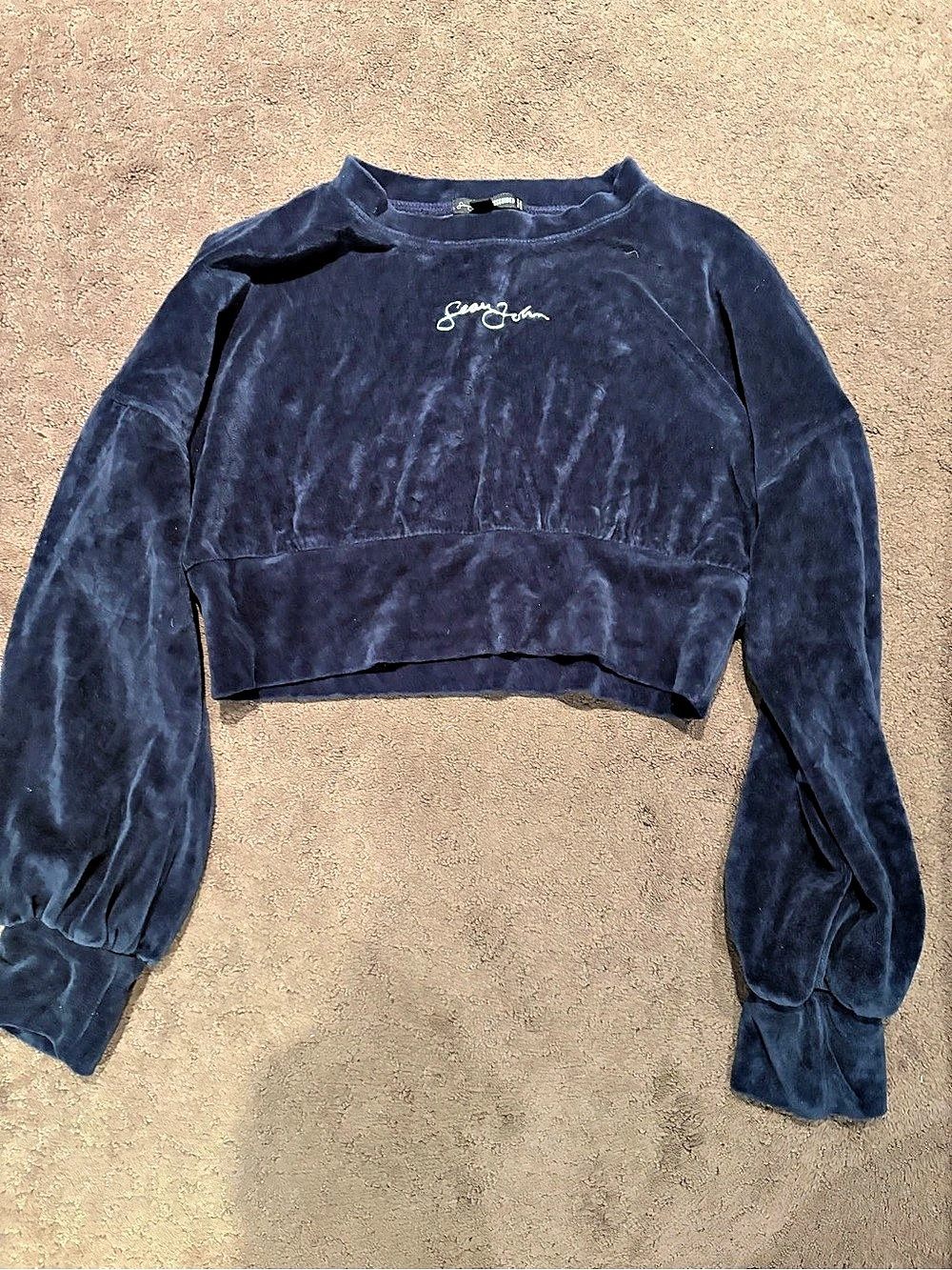 Missguided Velvet Cropped Sweatshirt Size Small